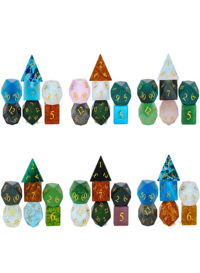 UDIXI Stone DND Dice Set, 7PCS Gemstone Dice with Gift Case Glass D&D Polyhedral for Role Playing Game and Other Tabletop Games - Image 2